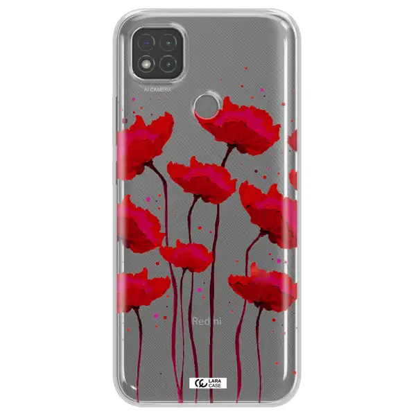 Red Fashion Flower Xiaomi Redmi 9C Clear TPU Case