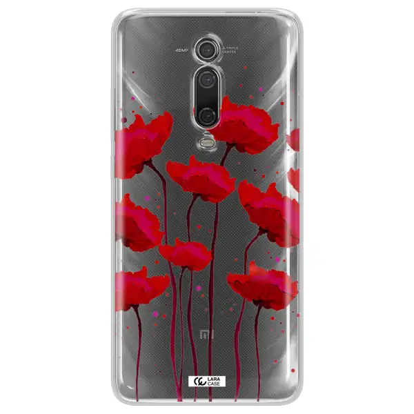 Red Fashion Flower Xiaomi Redmi K20 Clear Tpu Case