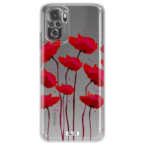 Red Fashion Flower Xiaomi Redmi Note 10S Clear Tpu Case