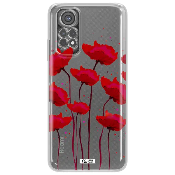 Red Fashion Flower Xiaomi Redmi Note 11S Clear Tpu Case