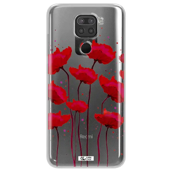 Red Fashion Flower Xiaomi Redmi Note 9 Clear TPU Case