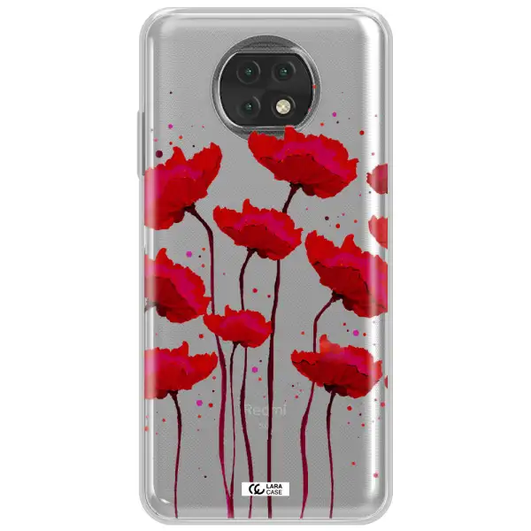 Red Fashion Flower Xiaomi Redmi Note 9T Clear Tpu Case