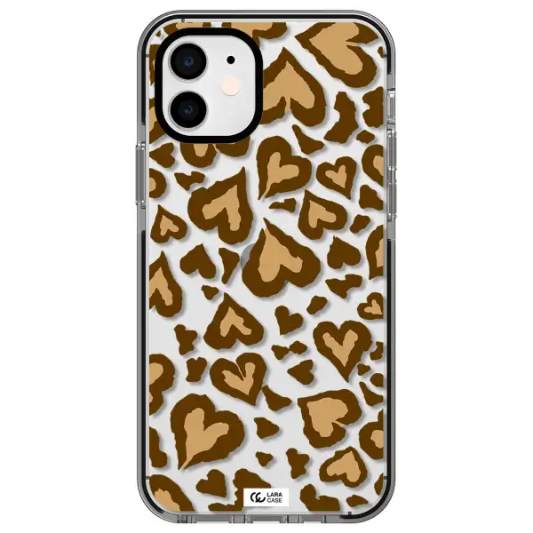 Heart Leopard Apple iPhone 11 impact black border Case