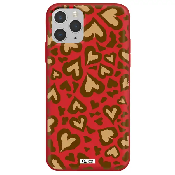 Heart Leopard Apple iPhone 11 pro max Silicone Imperial Red Case