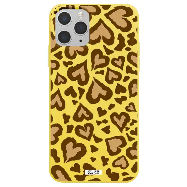 Heart Leopard Apple iPhone 11 pro Silicone canary yellow Case