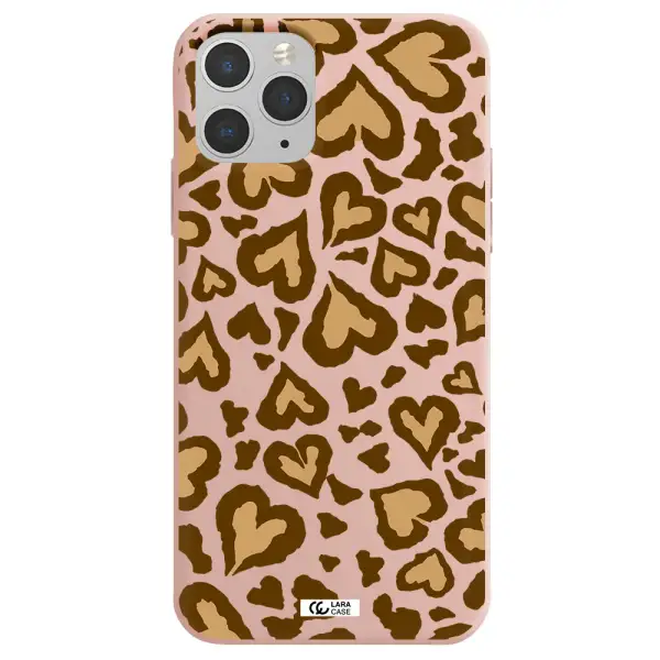 Heart Leopard Apple iPhone 11 pro Silicone pastel pink Case