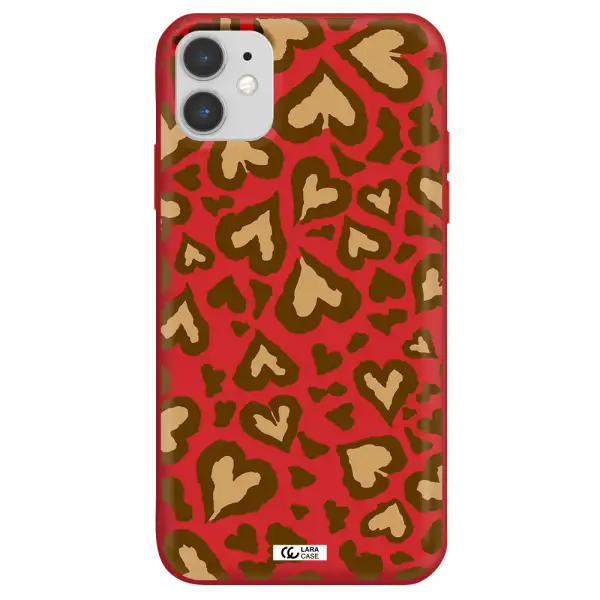 Heart Leopard Apple iPhone 11 Silicone Imperial Red Case