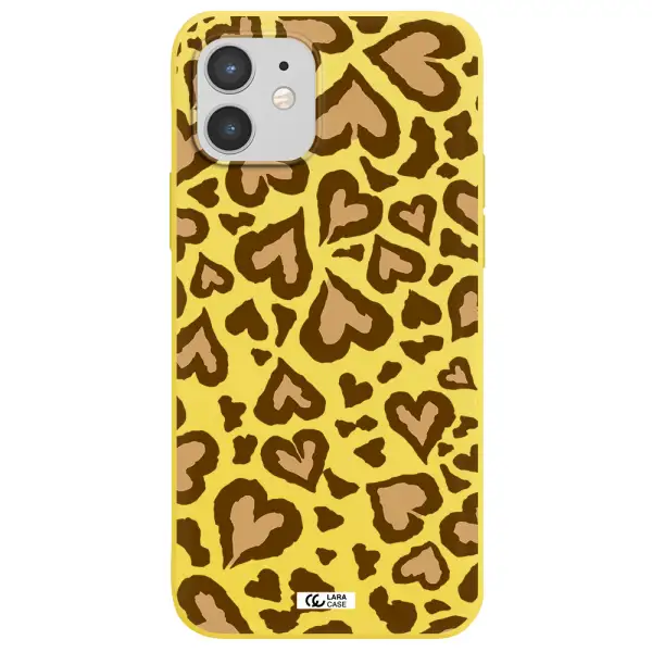 Heart Leopard Apple iPhone 12 mini Silicone canary yellow Case