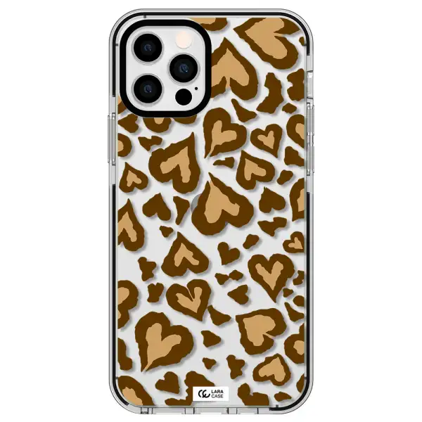 Heart Leopard Apple iPhone 12 pro impact black border Case