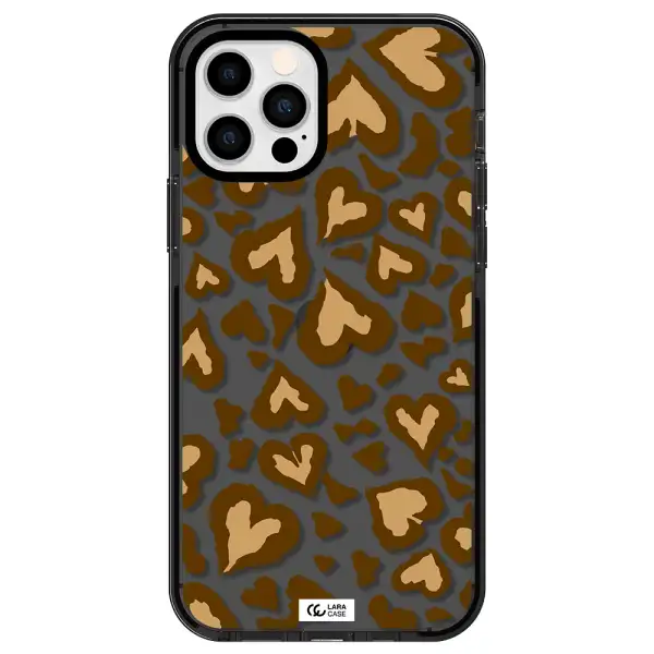 Heart Leopard Apple iPhone 12 pro impact Smoke Black Case