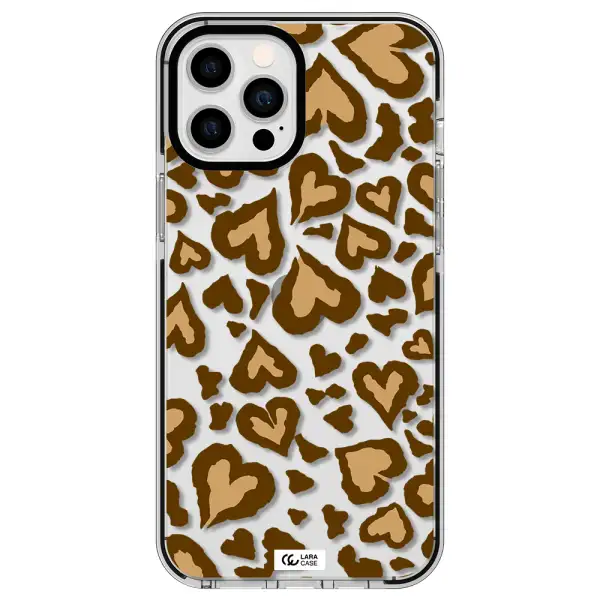 Heart Leopard Apple iPhone 12 pro max impact black border Case