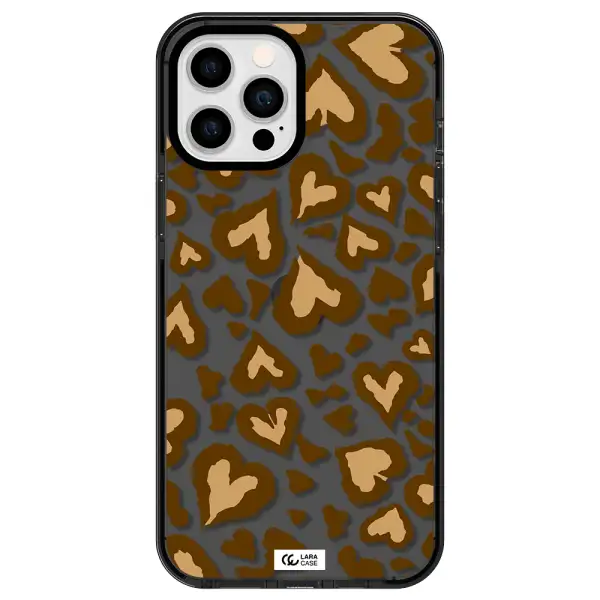Heart Leopard Apple iPhone 12 pro max impact Smoke Black Case