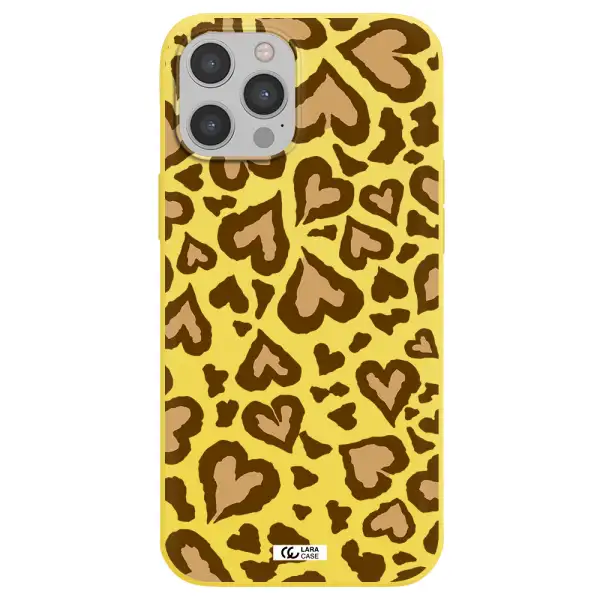 Heart Leopard Apple iPhone 12 pro max Silicone canary yellow Case