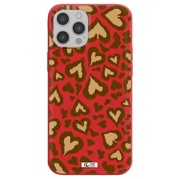 Heart Leopard Apple iPhone 12 pro max Silicone Imperial Red Case