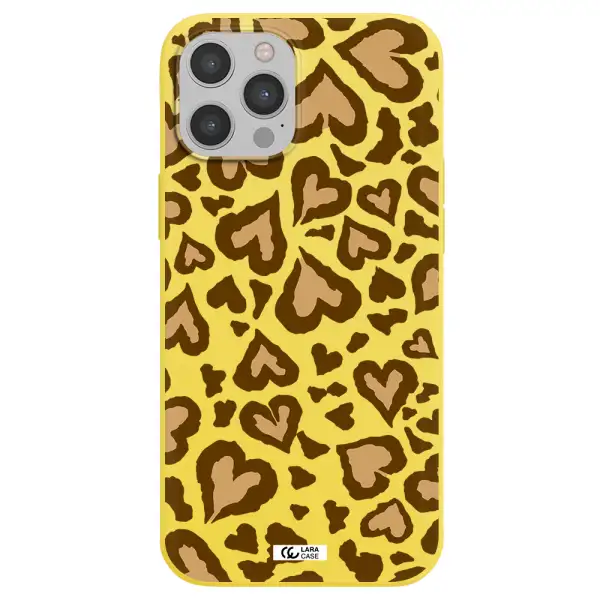 Heart Leopard Apple iPhone 12 pro Silicone canary yellow Case