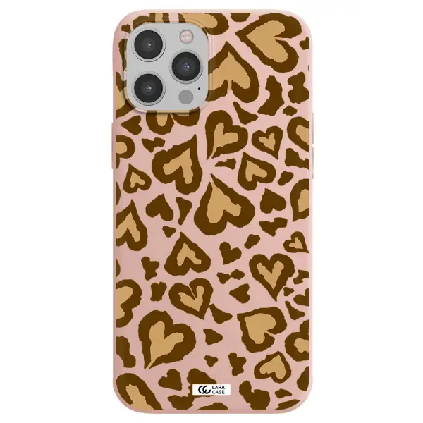 Heart Leopard Apple iPhone 12 pro Silicone pastel pink Case