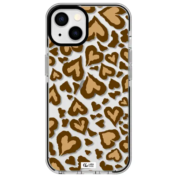Heart Leopard Apple iPhone 13 impact black border Case