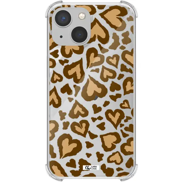 Heart Leopard Apple iPhone 13 mini Clear PC Case