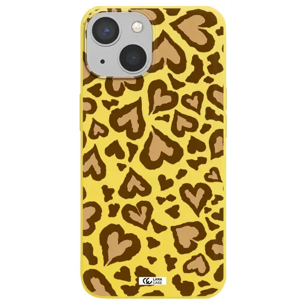 Heart Leopard Apple iPhone 13 mini Silicone canary yellow Case