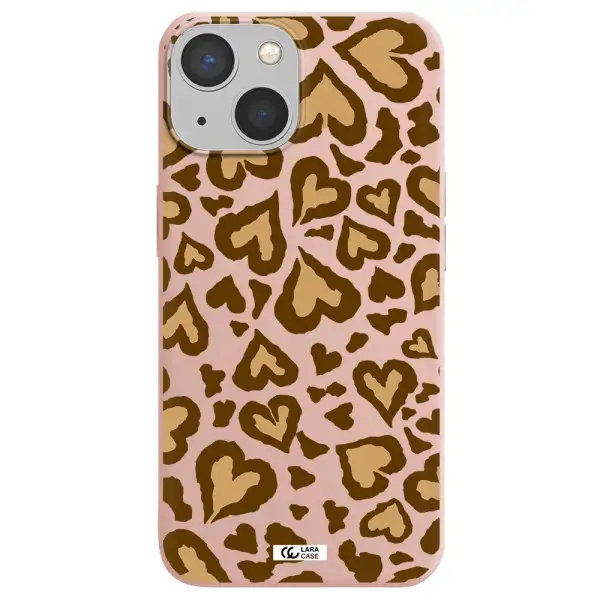 Heart Leopard Apple iPhone 13 mini Silicone pastel pink Case