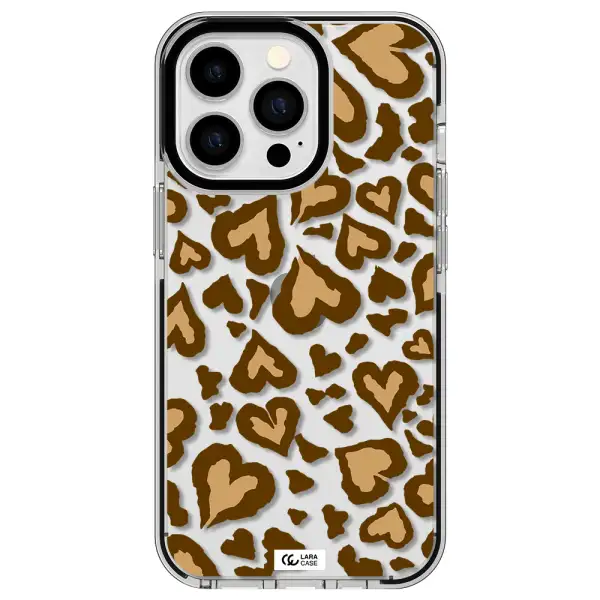 Heart Leopard Apple iPhone 13 Pro impact black border Case