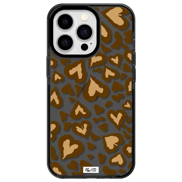 Heart Leopard Apple iPhone 13 Pro impact Smoke Black Case