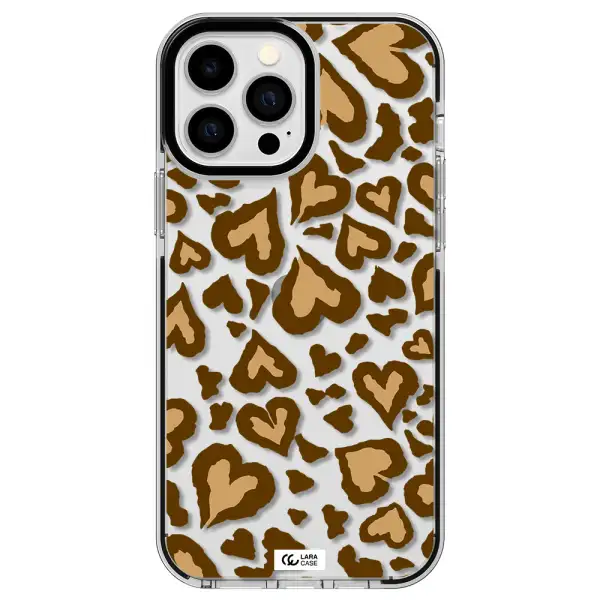 Heart Leopard Apple iPhone 13 Pro Max impact black border Case