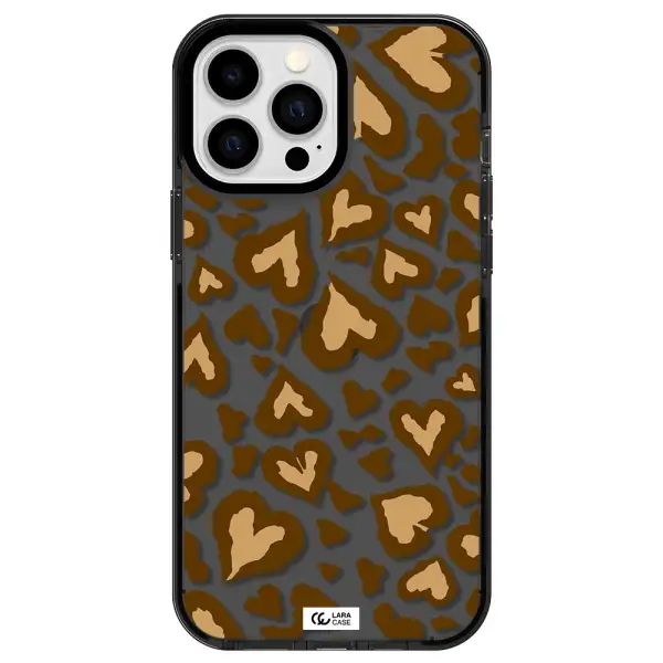 Heart Leopard Apple iPhone 13 Pro Max impact Smoke Black Case