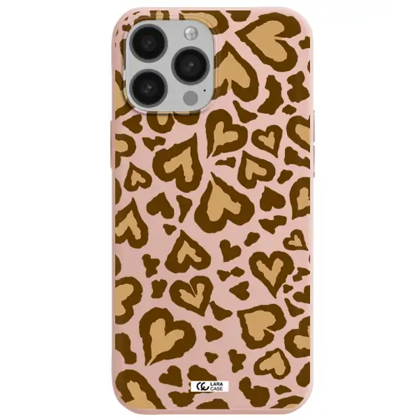 Heart Leopard Apple iPhone 13 Pro Max Silicone pastel pink Case