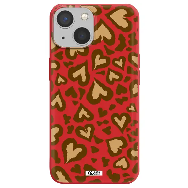 Heart Leopard Apple iPhone 13 Silicone Imperial Red Case