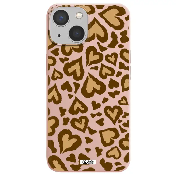 Heart Leopard Apple iPhone 13 Silicone pastel pink Case