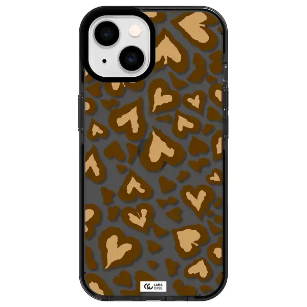 Heart Leopard Apple iPhone 14 impact Smoke Black Case