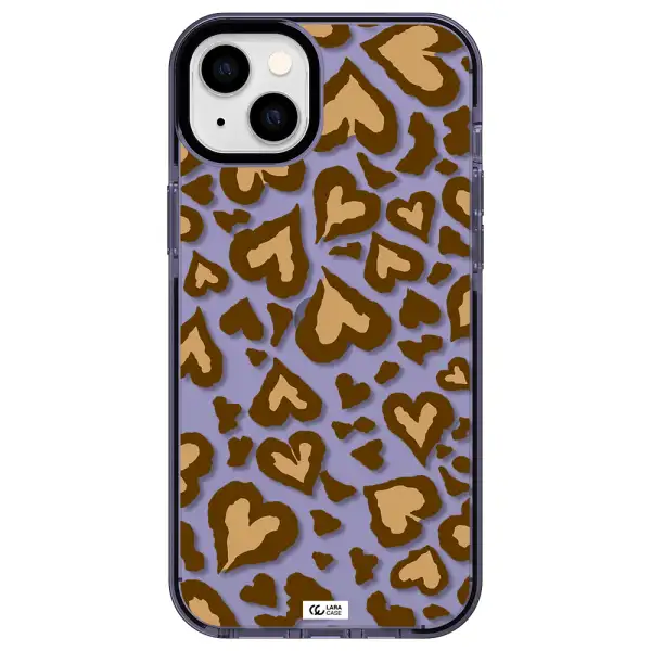 Heart Leopard Apple iPhone 14 plus impact Lilac Case
