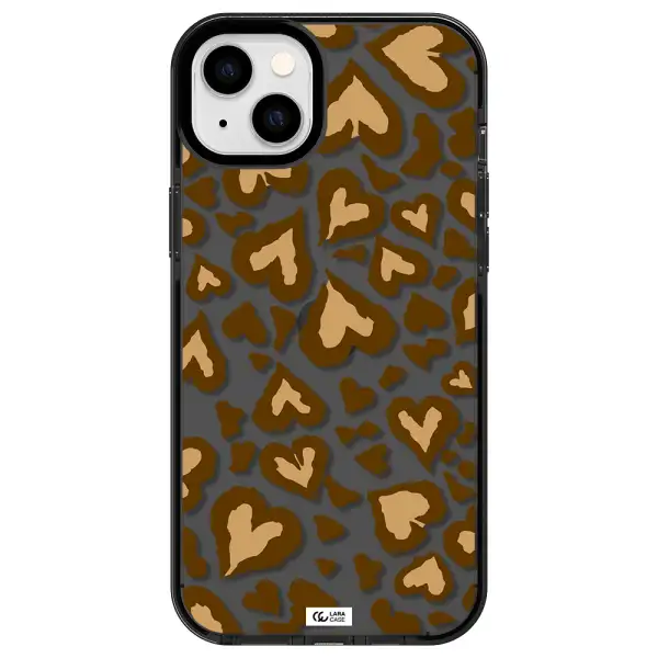 Heart Leopard Apple iPhone 14 plus impact Smoke Black Case
