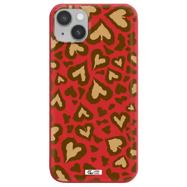 Heart Leopard Apple iPhone 14 plus Silicone Imperial Red Case