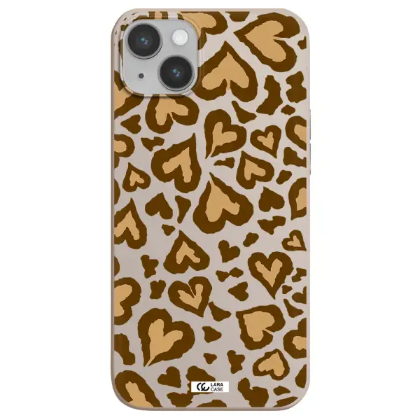 Heart Leopard Apple iPhone 14 plus Silicone Stone Case