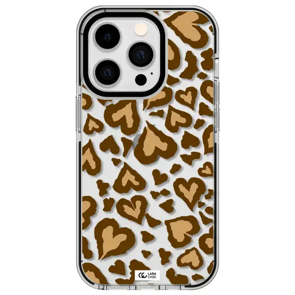 Heart Leopard Apple iPhone 14 pro impact black border Case
