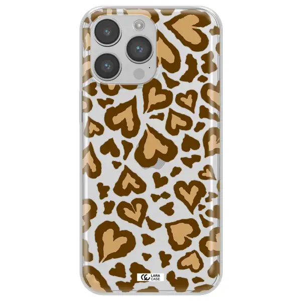 Heart Leopard Apple iPhone 14 pro max Clear TPU Case
