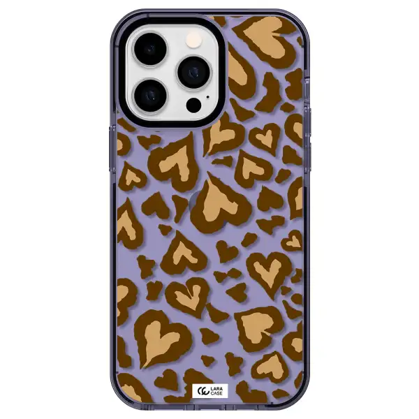 Heart Leopard Apple iPhone 14 pro max impact Lilac Case