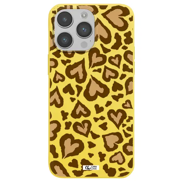 Heart Leopard Apple iPhone 14 pro max Silicone canary yellow Case