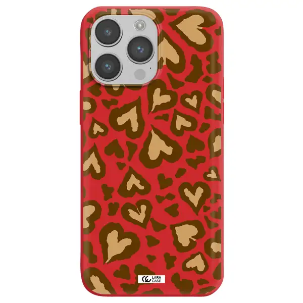 Heart Leopard Apple iPhone 14 pro max Silicone Imperial Red Case