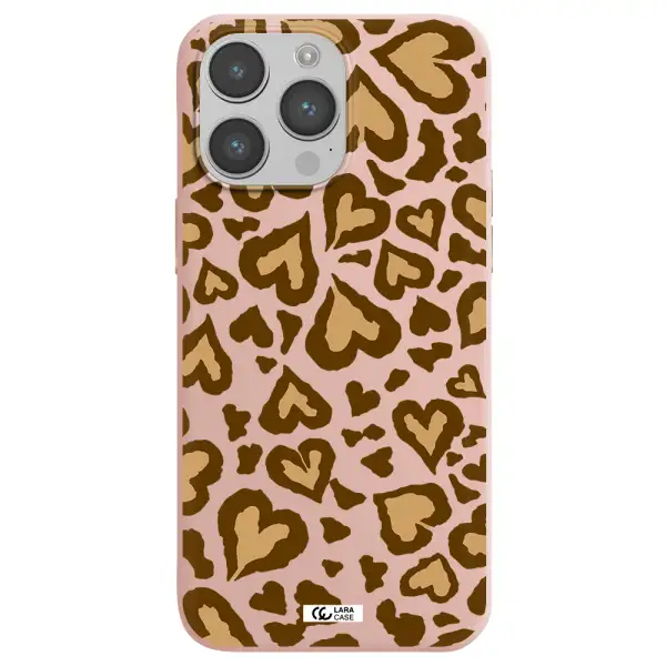 Heart Leopard Apple iPhone 14 pro max Silicone pastel pink Case