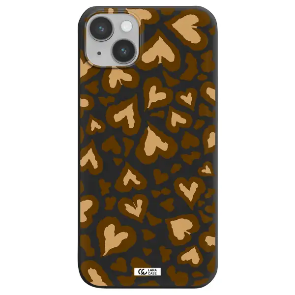 Heart Leopard Apple iPhone 14 Silicone black Case