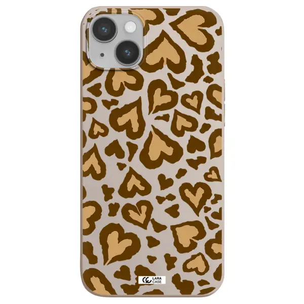 Heart Leopard Apple iPhone 14 Silicone Stone Case
