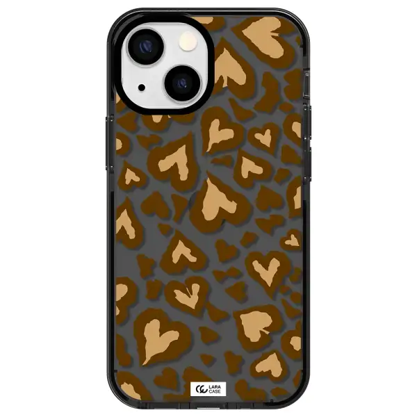 Heart Leopard Apple iPhone 15 impact Smoke Black Case