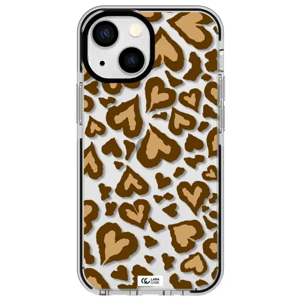 Heart Leopard Apple iPhone 15 Plus impact black border Case