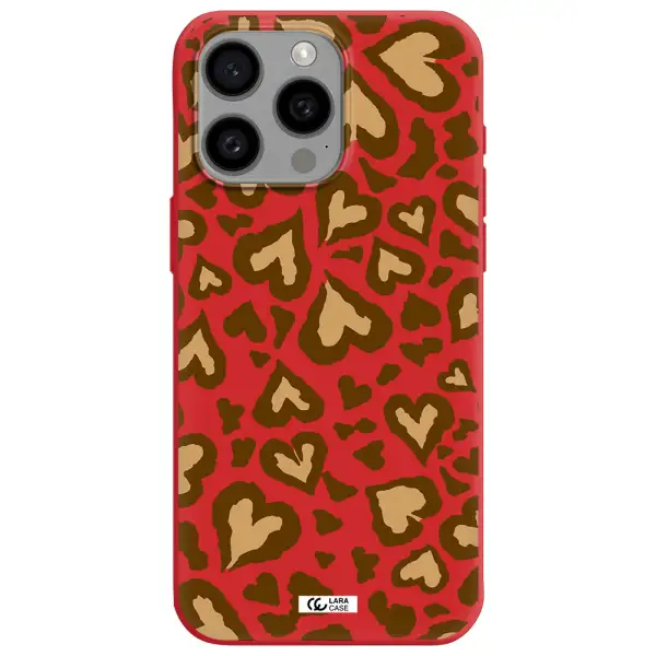 Heart Leopard Apple Iphone 15 Pro Max Silicone Imperial Red Case
