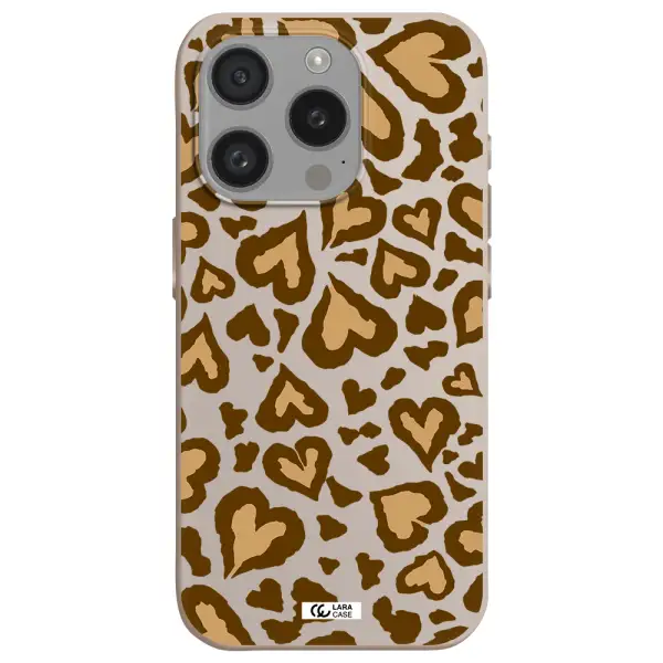 Heart Leopard Apple Iphone 15 Pro Silicone Stone Case