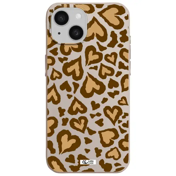 Heart Leopard Apple iPhone 15 Silicone Stone Case