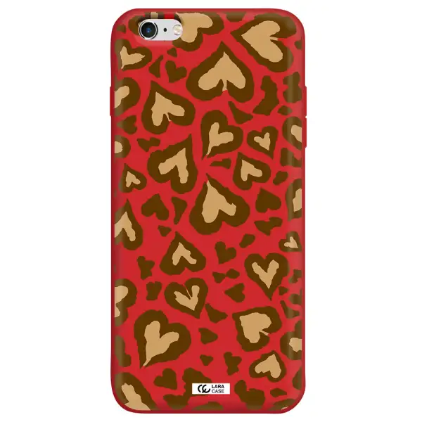 Heart Leopard Apple iPhone 6 s plus Silicone Imperial Red Case